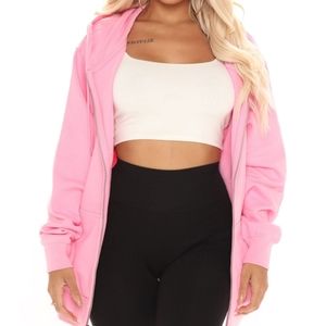 Oversized, longer length zip up hoodie (M)